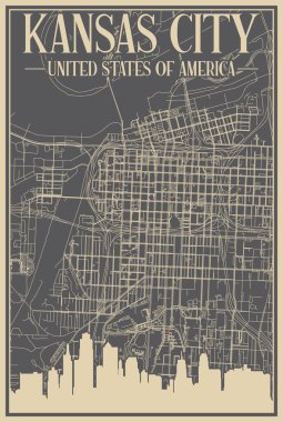 PHOENIX 'in renkli el çizimi posteri, AMERİKA' nın birleşik devletleri vurgulanmış klasik şehir silueti ve harfleri