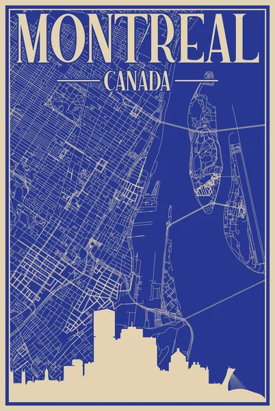 Plakat Des Straßennetzes Der Innenstadt Von Montreal Kanada — Stockvektor