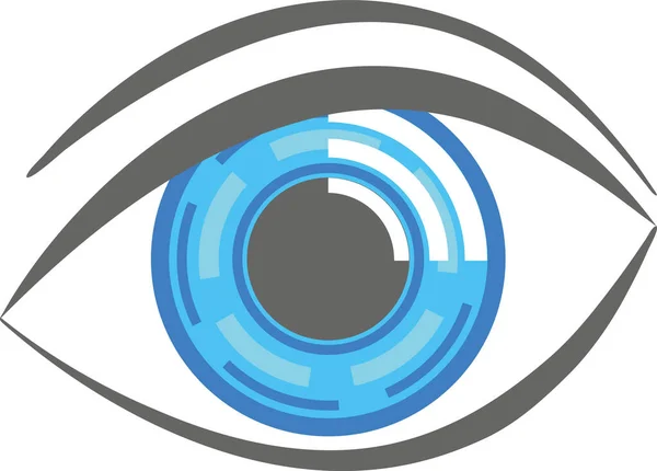 Simple Blue Eye Vector Clip Art Illustration Icon — Stock Vector