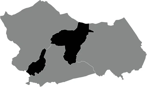 Plano Negro Blanco Resaltado Mapa Ubicación Municipalidad Luingne Dentro Del — Vector de stock