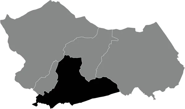 Plano Negro Blanco Resaltado Mapa Ubicación Municipalidad Herseaux Dentro Del — Vector de stock