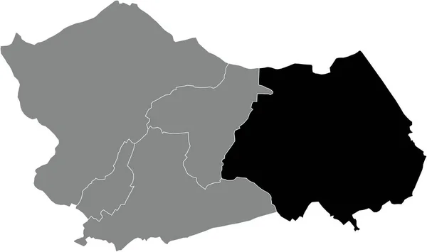 Plano Negro Blanco Resaltado Mapa Ubicación Municipalidad Dottignies Dentro Del — Vector de stock