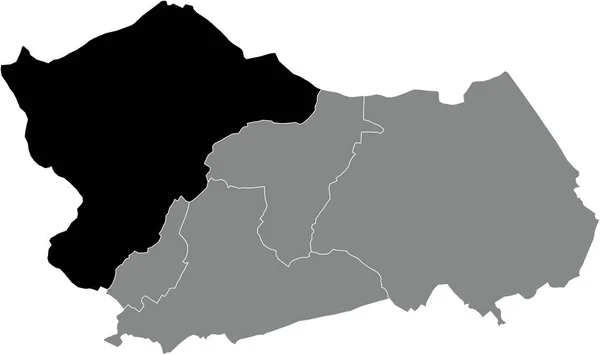 Schwarze Flache Blanko Hervorgehobene Lagekarte Des Mouscron Municipality Innerhalb Der — Stockvektor