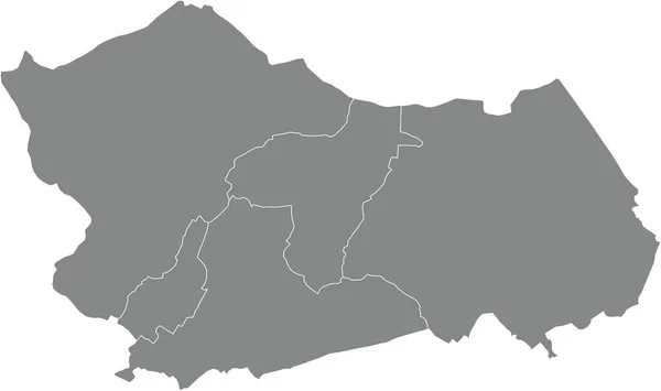 Szara Płaska Wektorowa Mapa Administracyjna Mouscron Belgia Białymi Liniami Granicznymi — Wektor stockowy