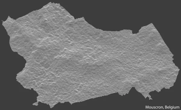 Topographic Reliance Map City Mouscron Belgium Solid Contour Line Name — стоковий вектор