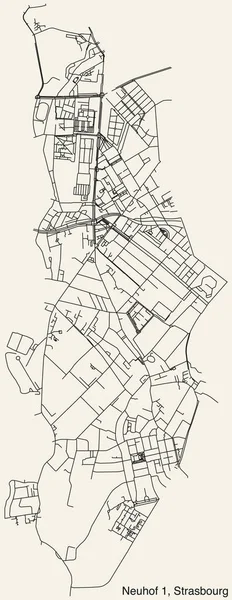 Szczegółowa Ręcznie Rysowana Nawigacyjna Mapa Ulic Miejskich Neuhof District Francuskiego — Wektor stockowy