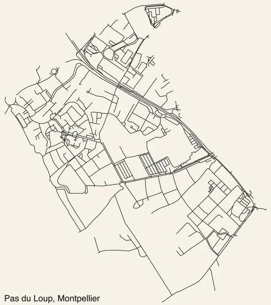 Mapa Detallado Carreteras Urbanas Navegación Dibujado Mano Del Pas Loup — Vector de stock