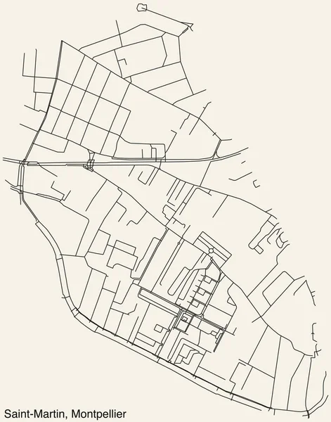 Mapa Detallado Carreteras Urbanas Navegación Dibujado Mano Del Vecindario Saint — Vector de stock