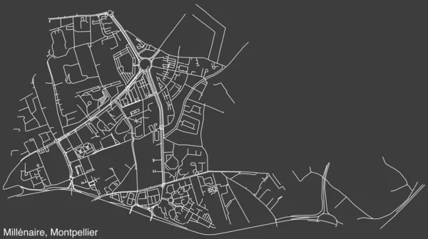 Детально Нарисованная Карта Городских Дорог Французского Города Монпелье Франция Яркими — стоковый вектор