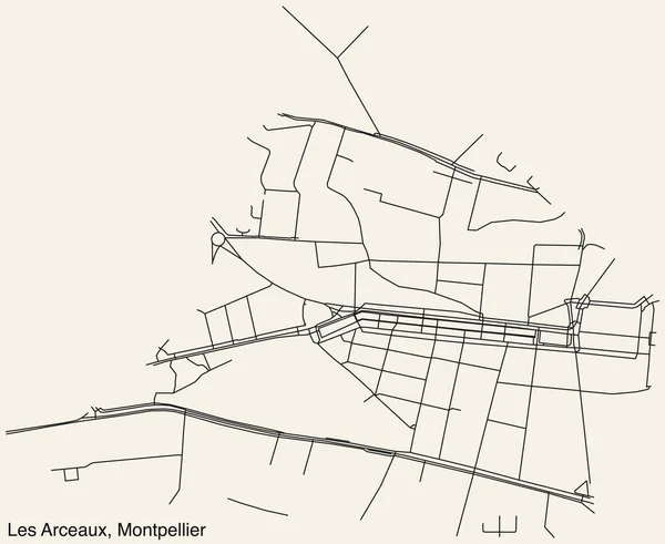 Detailed Hand Drawn Navigational Urban Street Roads Map Les Arceaux — Stock Vector