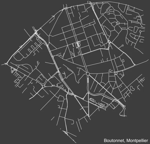 Detailní Ručně Kreslené Navigační Městské Silnice Mapa Boutonnet Neighbourhood Francouzského — Stockový vektor