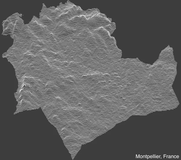 Topografische Reliefkarte Der Stadt Montpellier Frankreich Mit Durchgehenden Konturlinien Und — Stockvektor