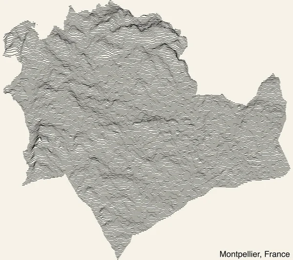 Топографическая Рельефная Карта Города Монпелье Франция Твердыми Контурными Линиями Именной — стоковый вектор