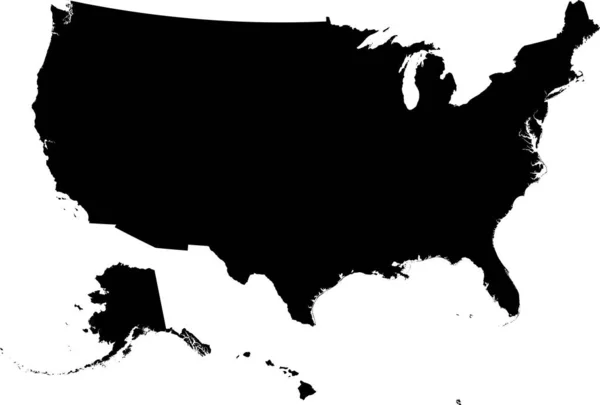 Preto Cmyk Cor Mapa Plano Detalhado Dos Estados Unidos América — Vetor de Stock