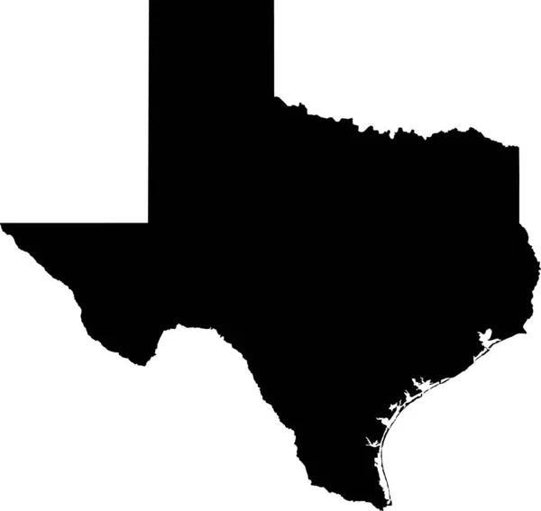Noir Cmjn Couleur Carte Plate Détaillée État Fédéral Texas États — Image vectorielle
