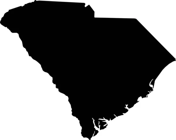 Kolor Czarny Cmyk Szczegółowa Płaska Mapa Kraju Związkowego South Carolina — Wektor stockowy