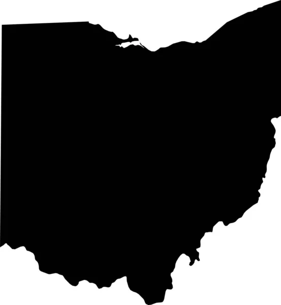 Black Cmyk Color Mapa Plano Detallado Del Estado Federal Ohio — Vector de stock