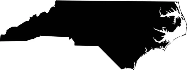 Noir Cmjn Couleur Carte Plate Détaillée État Fédéral Caroline Nord — Image vectorielle