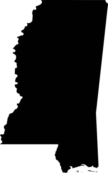Kolor Czarny Cmyk Szczegółowa Płaska Mapa Kraju Związkowego Mississippi Stany — Wektor stockowy