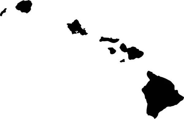 Black Cmyk美利坚合众国Hawaii联邦州透明背景详细平面地图 — 图库矢量图片