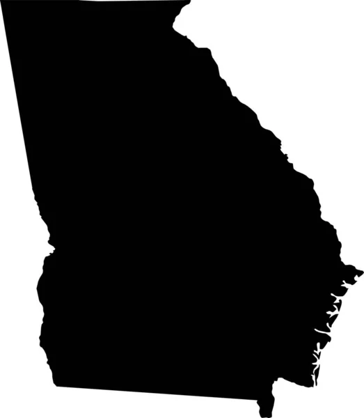 ブラックCmykカラー透明背景にアメリカのジョージア州の連邦州の詳細なフラットマップ — ストックベクタ