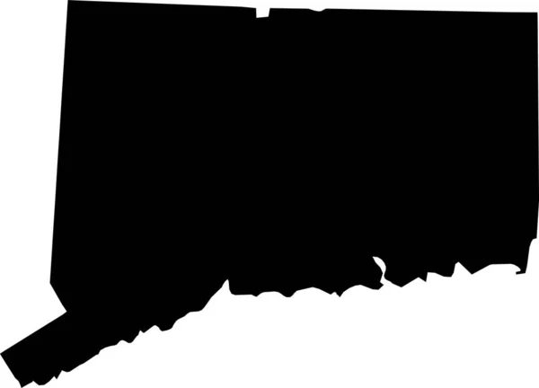 Colore Nero Cmyk Mappa Dettagliata Dello Stato Federale Connetticut Stati — Vettoriale Stock