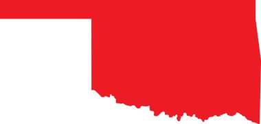 Kırmızı CMYK rengi OKLAHOMA federal eyaletinin düz haritası, Amerika Birleşik Devletleri şeffaf arkaplan üzerinde