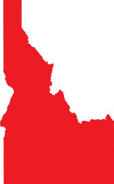 Kırmızı CMYK rengi Federal IDAHO eyaletinin düz haritası, Amerika Birleşik Devletleri şeffaf arkaplan üzerinde