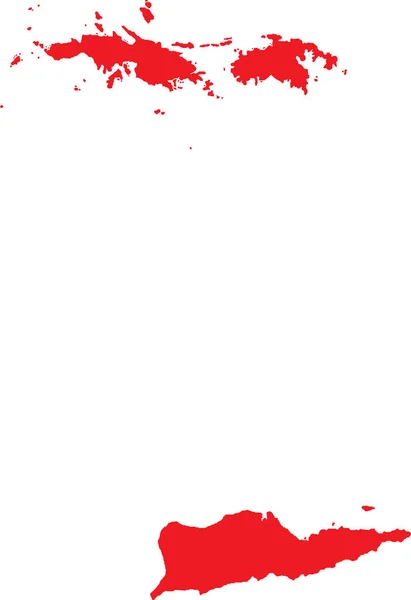 Красный Цвет Cmyk Детальная Плоская Карта Федеральной Территории Сша Виргин — стоковый вектор