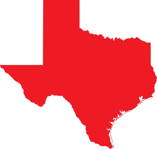 Rot Cmyk Farbig Detaillierte Flache Karte Des Bundesstaates Texas Vereinigte — Stockvektor