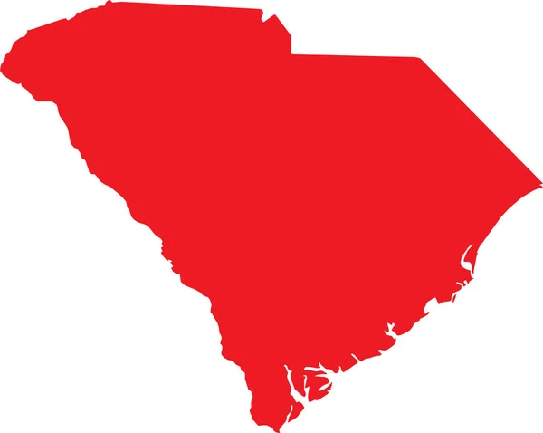 Colore Rosso Cmyk Mappa Dettagliata Dello Stato Federale Della Carolina — Vettoriale Stock