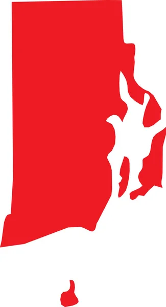 Rouge Cmjn Couleur Carte Plate Détaillée État Fédéral Île Rhode — Image vectorielle