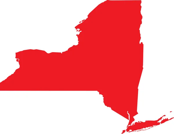Carte Plate Détaillée Couleur Rouge Cmjn État Fédéral New York — Image vectorielle