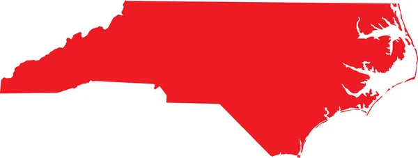 Red Cmyk Color Detailed Flat Map Federal State North Carolina — стоковий вектор