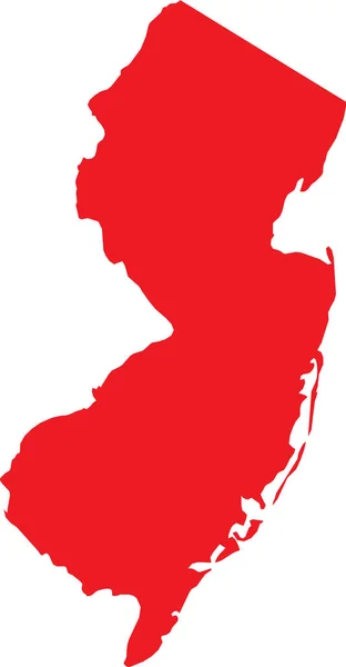联邦新泽西州红色Cmyk彩色详细平面地图 背景透明的美国新泽西州 — 图库矢量图片