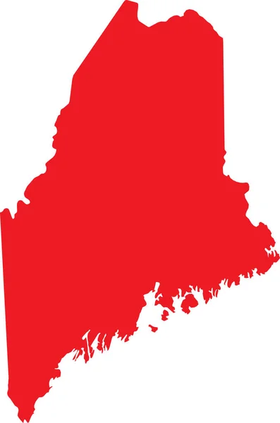 Rode Cmyk Kleur Gedetailleerde Plattegrond Van Federale Staat Maine Verenigde — Stockvector