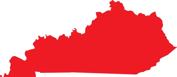 Colore Rosso Cmyk Mappa Dettagliata Pianeggiante Dello Stato Federale Kentucky — Vettoriale Stock