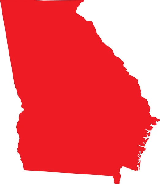 Cor Vermelha Cmyk Mapa Plano Detalhado Estado Federal Georgia Estados — Vetor de Stock