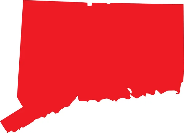 Красный Цвет Cmyk Детальная Плоская Карта Федерального Штата Коннектикут Объединенные — стоковый вектор