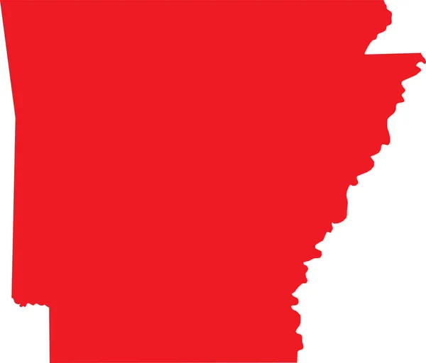 Красный Цвет Cmyk Детальная Плоская Карта Федерального Штата Арканзас Объединенные — стоковый вектор