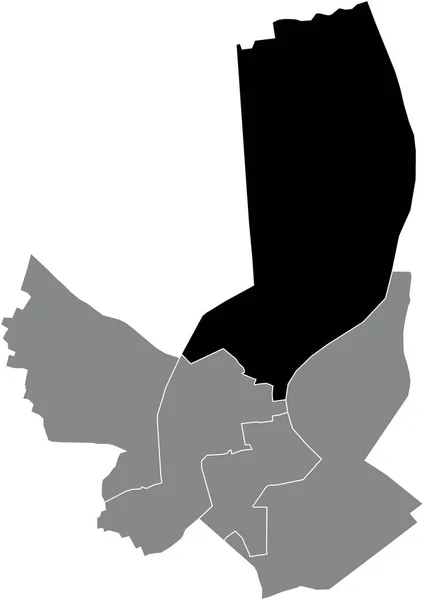 Plano Negro Blanco Destacado Mapa Ubicación Del Bordeaux Canton Dentro — Vector de stock