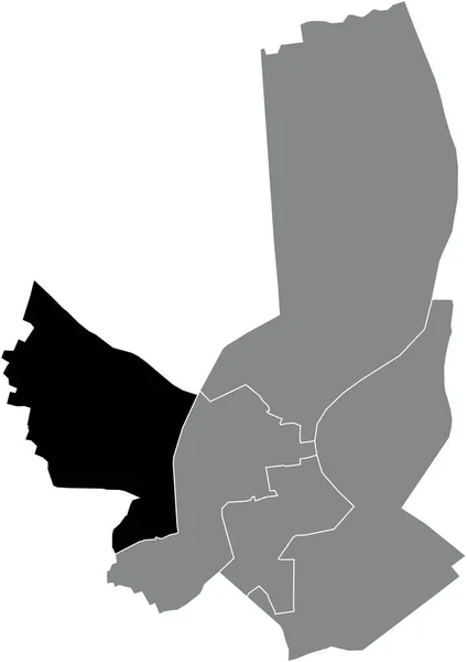Czarny Płaski Blank Podkreślono Mapę Lokalizacji Bordeaux Canton Wewnątrz Szarej — Wektor stockowy