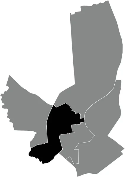 Bordeaux Canton在法国Bordeaux灰色行政地图内的黑色平面突出显示空白位置图 — 图库矢量图片