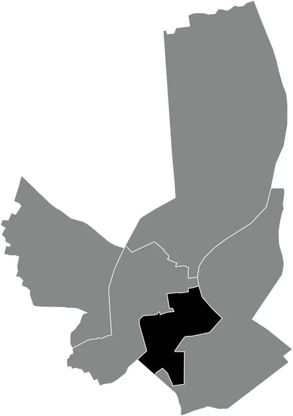Bordeaux Canton在法国Bordeaux灰色行政地图内的黑色平面突出显示空白位置图 — 图库矢量图片
