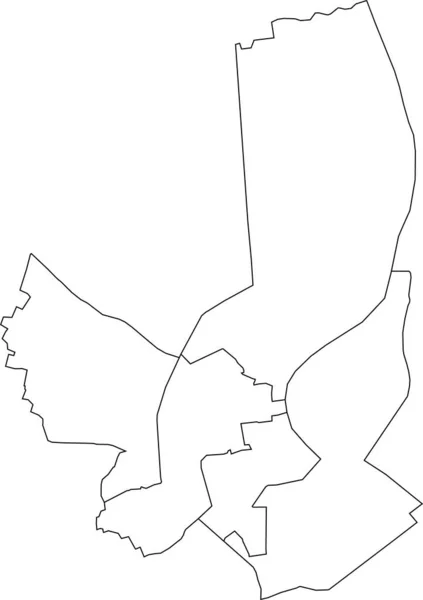 White Flat Vector Administrative Map Bordeaux Francia Con Confini Neri — Vettoriale Stock