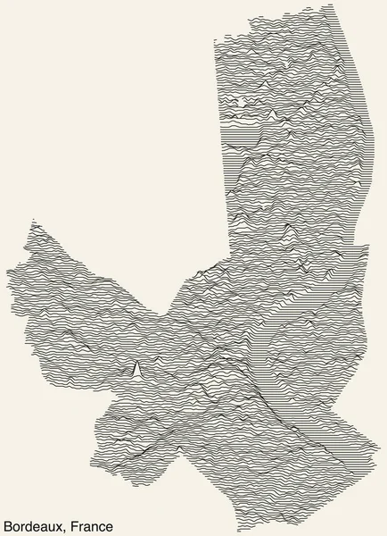 Topografische Reliefkarte Der Stadt Bordeaux Frankreich Mit Durchgehenden Konturlinien Und — Stockvektor
