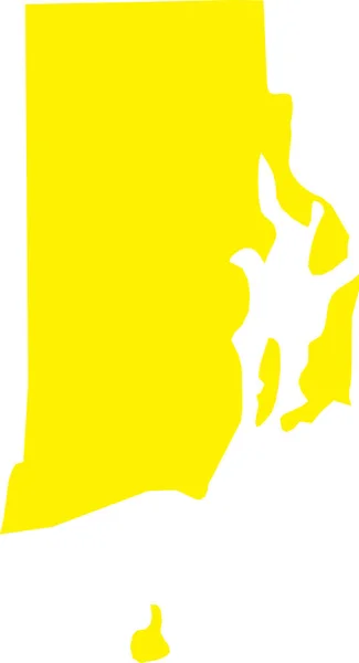 Yellow Cmyk Színes Részletes Lapos Térkép Szövetségi Állam Rhode Island — Stock Vector