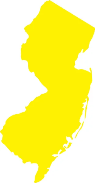 Jaune Cmjn Couleur Carte Plate Détaillée État Fédéral New Jersey — Image vectorielle