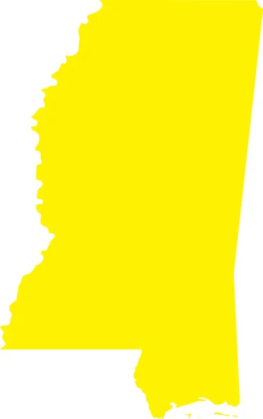 Giallo Cmyk Colore Dettagliata Mappa Piatta Dello Stato Federale Mississippi — Vettoriale Stock