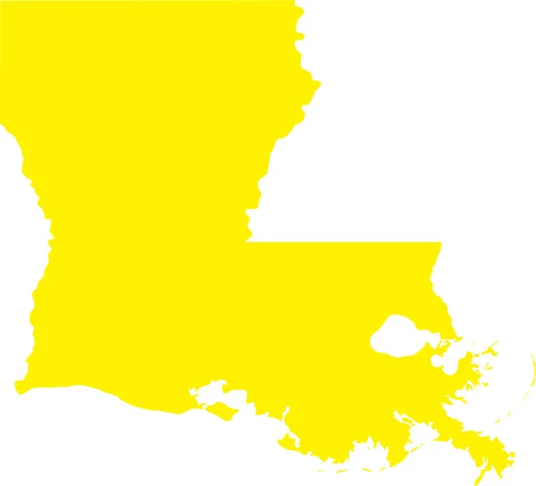 Giallo Cmyk Colore Dettagliato Mappa Piana Dello Stato Federale Louisiana — Vettoriale Stock